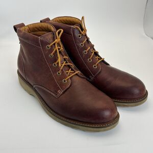 Ecco Holbrok Plain Toe Chukka Boots Mens Sz 12 Cognac Brown Leather Hydromax